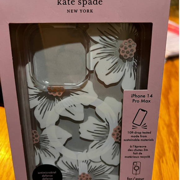 Kate Spade New York Protective Case iPhone 14 ProMax Floral Pink Rhinestone NEW - Picture 3 of 7